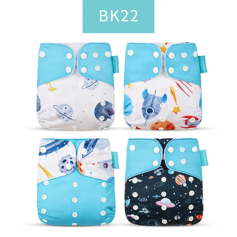 Happyflute 4Pcs/Set Baby Cloth Diaper Pocket Diaper Waterproof Cover Nappies Reusable Washable Adjustable Pocket Fashion Diapers