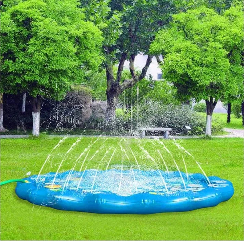 100/170cm Kids Sprinkler Play Pad Mat Outdoor Lawn Beach Letters Inflatable Water Spray Water Games Beach Mat Cushion