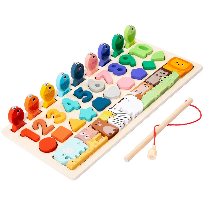 Montessori Wooden Toys Kids Busy Board Shape & Number Matching Digital Shape Educational Toys For Children Gifts