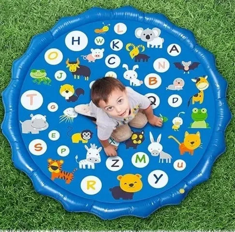 100/170cm Kids Sprinkler Play Pad Mat Outdoor Lawn Beach Letters Inflatable Water Spray Water Games Beach Mat Cushion