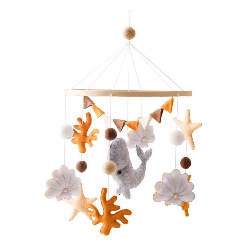 Crib Mobile Baby Wooden Bed Bell Baby Rattles Soft Felt Cartoon Bear Toys Hanger Crib Mobile Bed Bell Wood Toy Bracket Kid Gifts