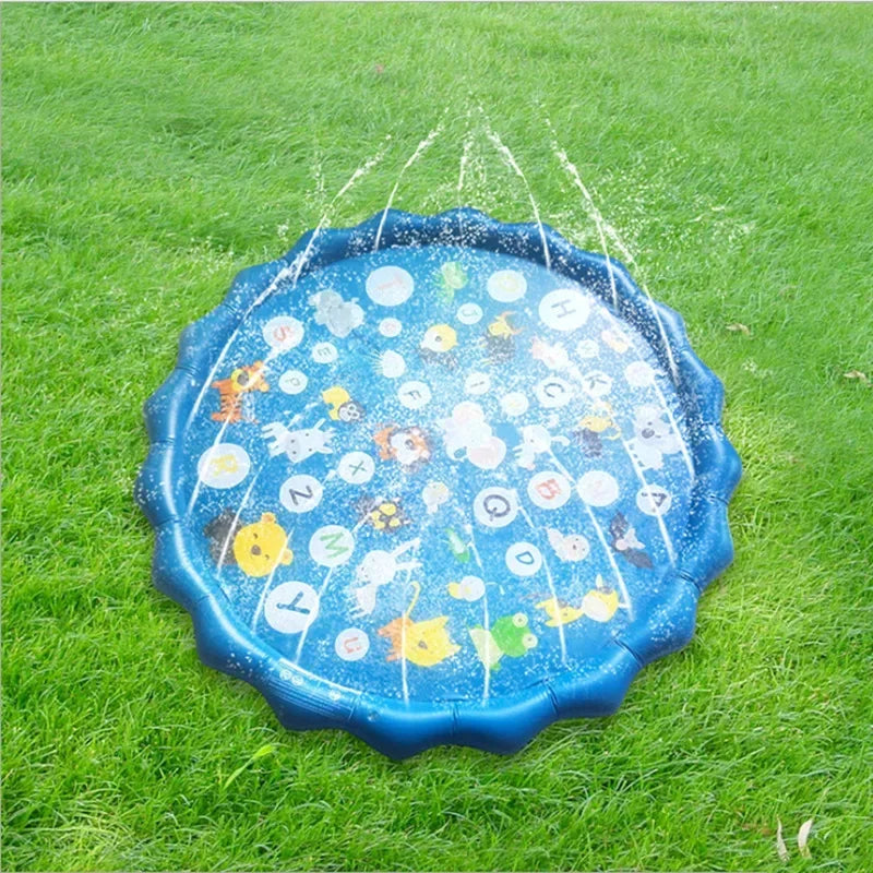 100/170cm Kids Sprinkler Play Pad Mat Outdoor Lawn Beach Letters Inflatable Water Spray Water Games Beach Mat Cushion