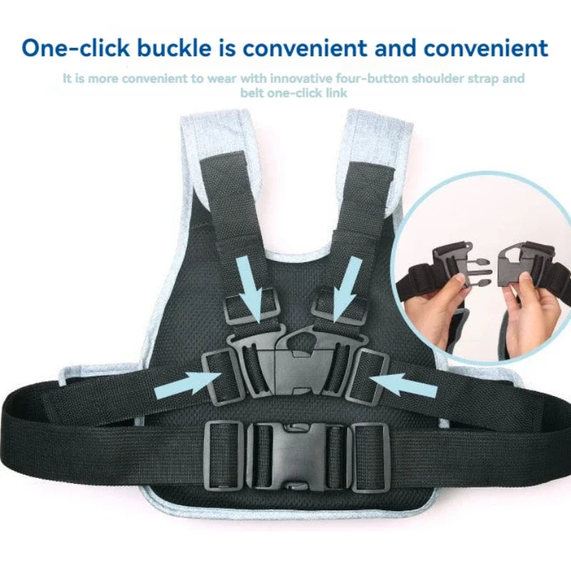 Child Motorcycle Safety Harness with Storage Bag Adjustable Breathable Shoulder Straps for Children Kids Motorbike Seat Belt