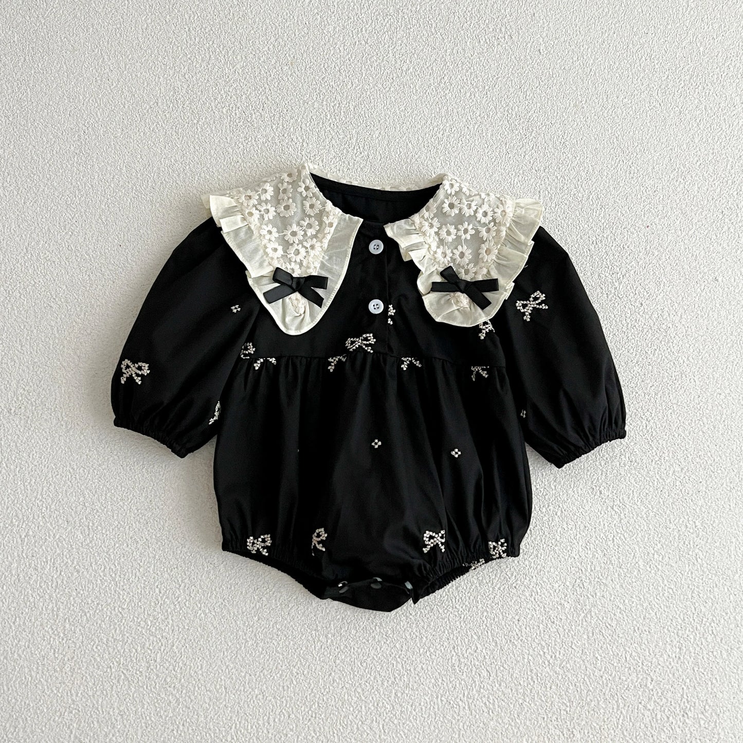 Autumn Newborn Infant Baby Girls Romper Baby Clothes Embroidered Bow Princess Cotton Rompers Lace Kids Baby Jumpsuit Playsuit